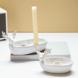 CERAMIC ELK CANDLEHOLDER